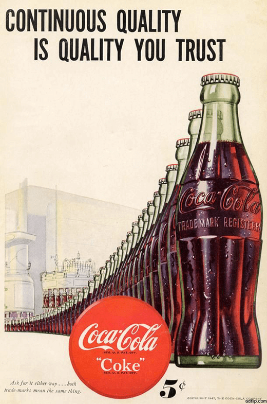 Coke continuous quality vintage ad